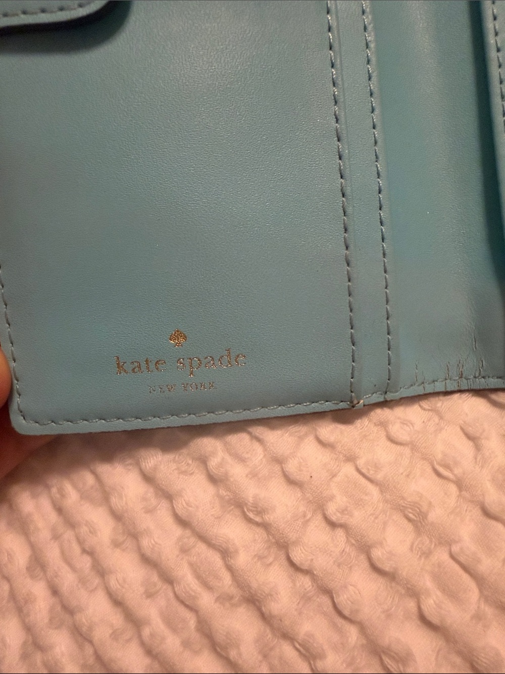 kate spade Turquoise Pebbled Leather Zip-Around Wallet - Picture 4 of 6